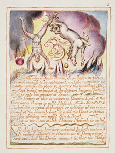 「天国と地獄の結婚」c.1790-3（ペンとトイレでレリーフエッチングが終わった）からの欲望を抑制する人々...、イラストとテキスト 作： William Blake